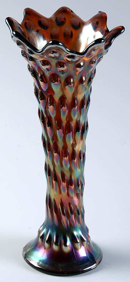 Rustic No Band Amethyst (Carnival, Older) 8"-12" Small Swung Vase by Fenton-1