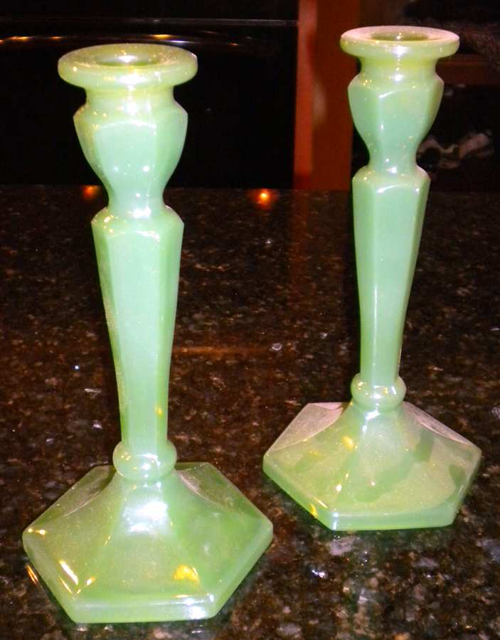 Colonial Jade (line 449, 349) 8" Single Light Candlestick by Fenton-1