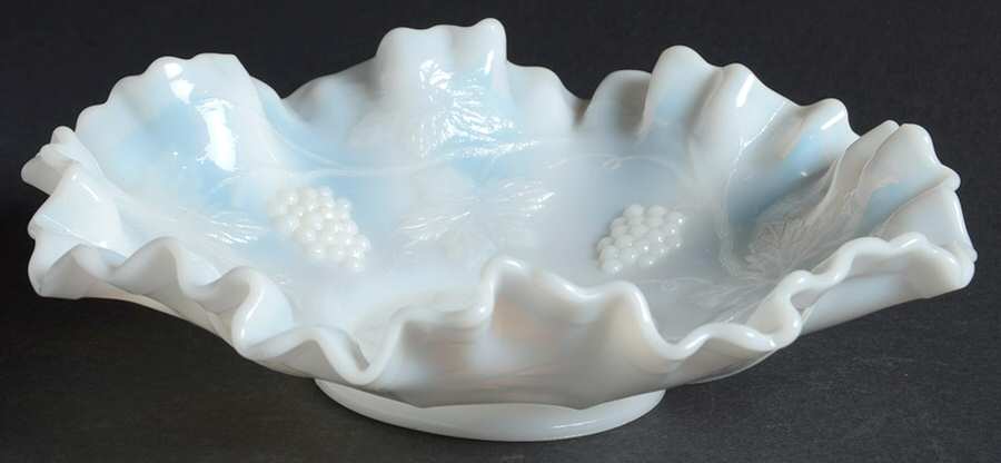 Vintage Milkglass 8" Round Crimped Bowl by Fenton-1