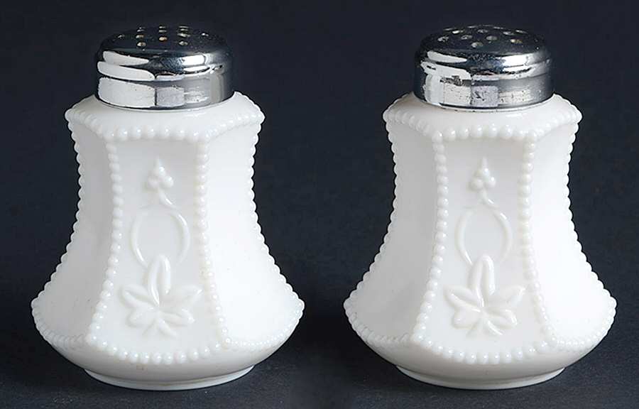 6206 Milkglass Shaker Set w/Metal Lids by Fenton-1