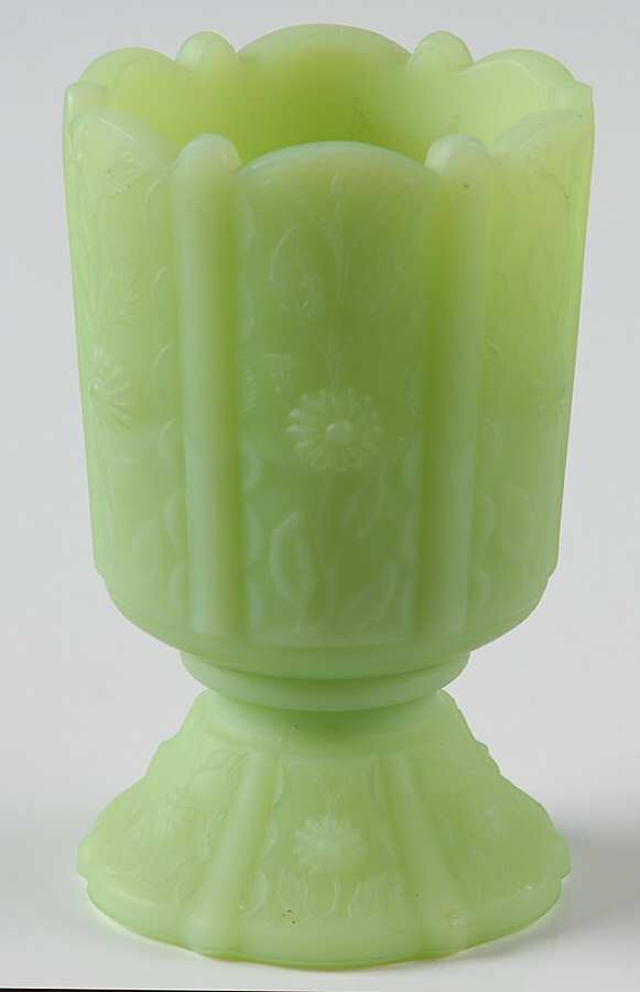 Paneled Daisy Lime Sherbet Toothpick Holder by Fenton-1