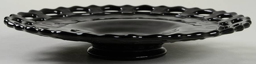 Basketweave Black Footed Plate by Fenton-1