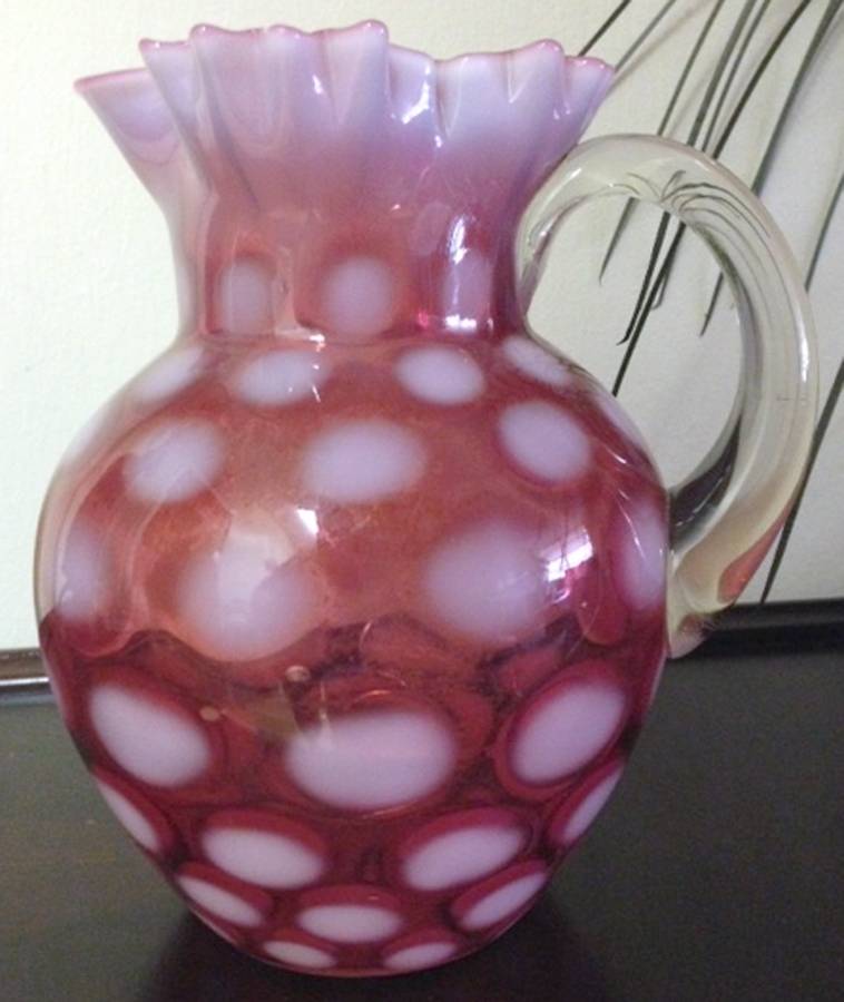 Coinspot Cranberry (Opalescent) Pitcher by Fenton-1