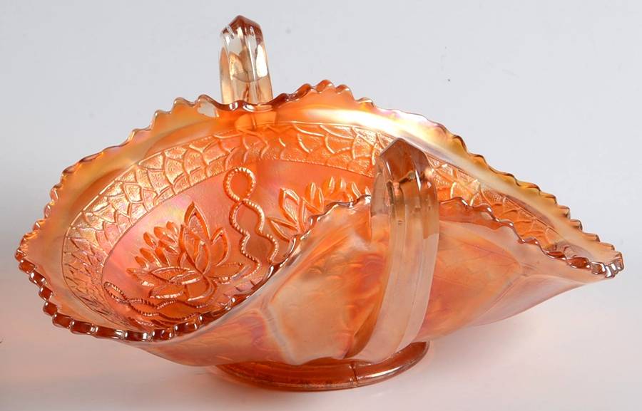 Pond Lily Marigold 7" Handled Bon Bon by Fenton-1