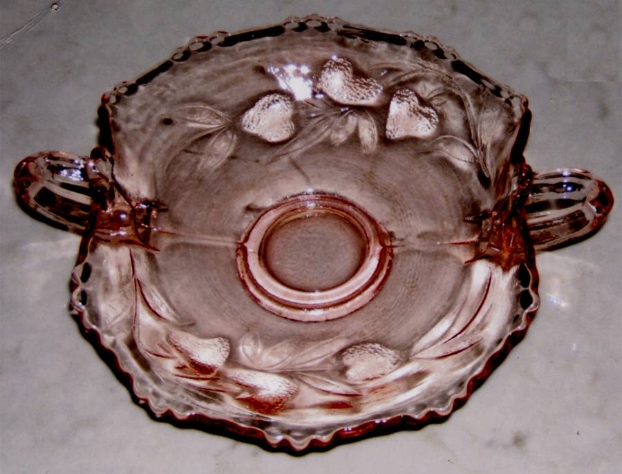 Strawberry Pink 2 Handled Bon Bon by Fenton-1