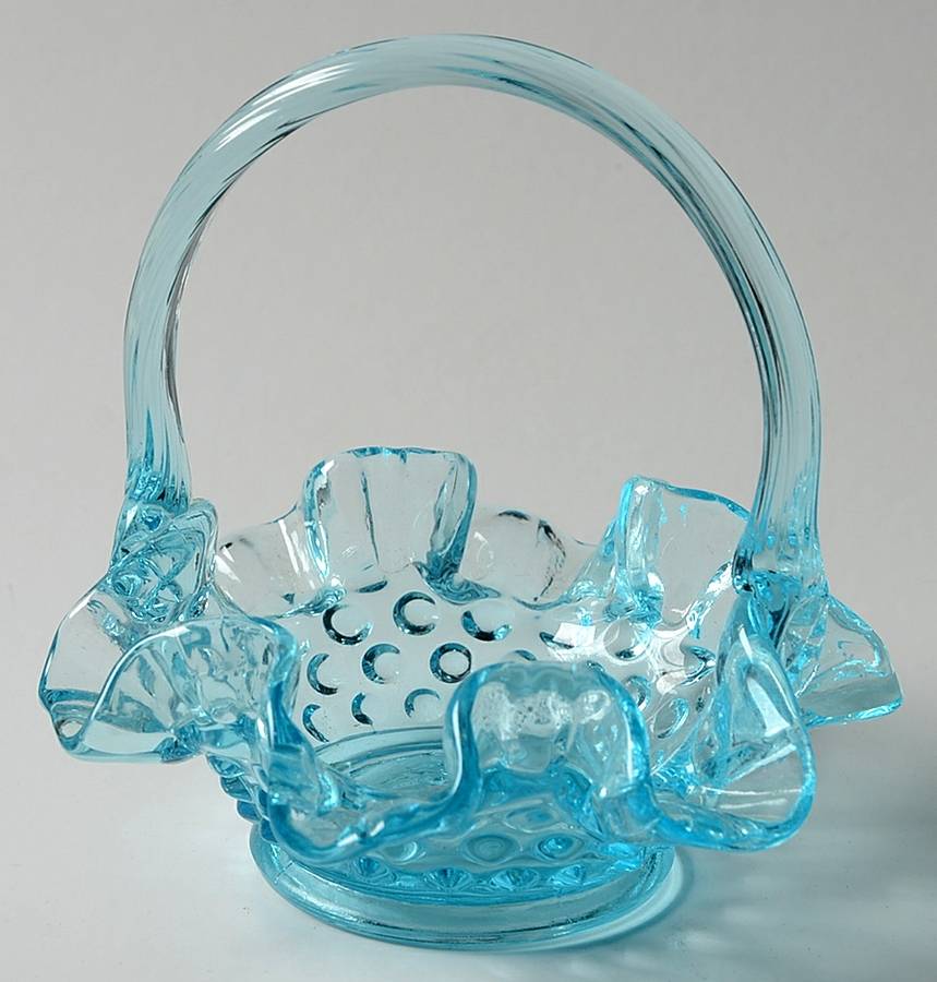 Hobnail Blue Topaz #6832 Hobnail 4" Basket by Fenton-1