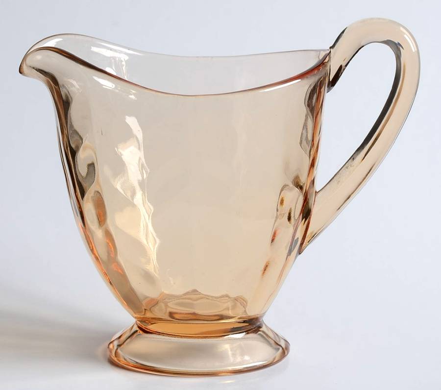 87 Herringbone Optic Amber Creamer by Central Glass Works-1