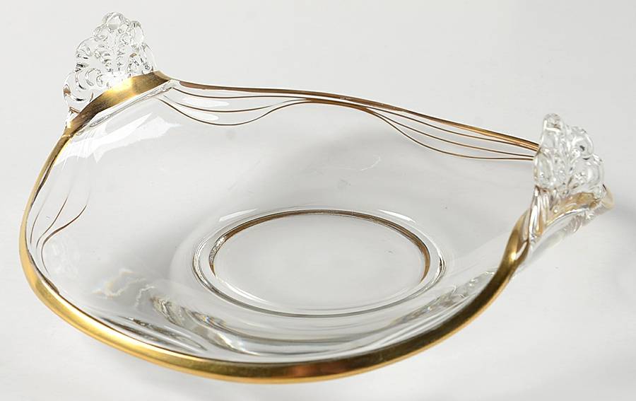 Coronet (Gold Trim, Line 2560) 2 Handled Bon Bon by Fostoria-1