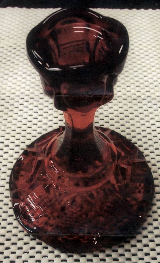 Barred Oval Ruby 5" Single Light Candlestick by Fenton-1