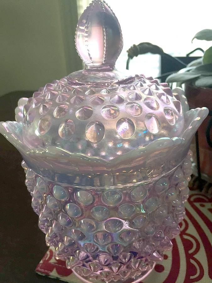 Hobnail Pink (Opalescent) Candy Jar & Lid by Fenton | Replacements, Ltd.
