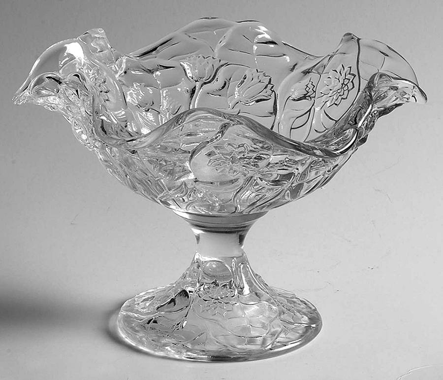 Water Lily Clear Round Compote (Height X Width) by Fenton-1