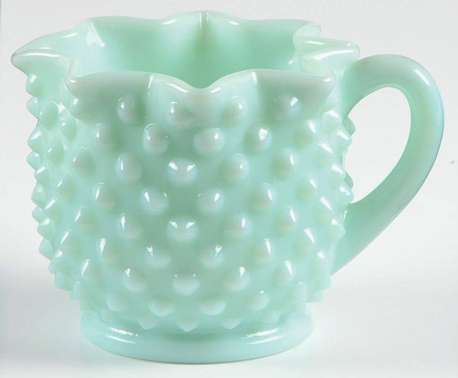 Hobnail Green (Pastel) Star Shape Creamer, Full Star by Fenton-1