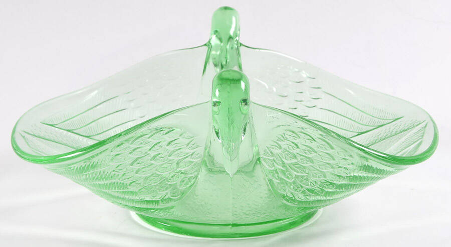 Swan Green 7" Oval Bowl by Fenton-1