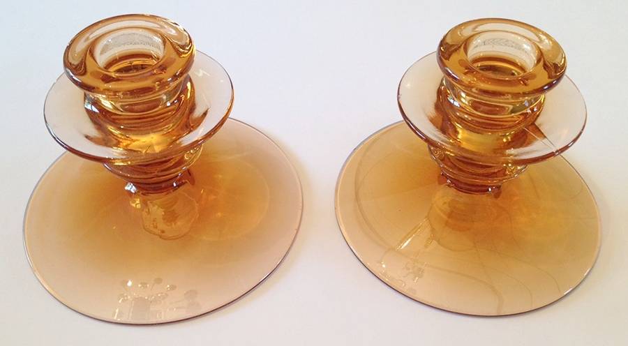 2362-Amber 3" Single Light Candlestick by Fostoria-1