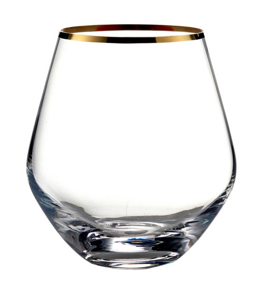Michel (Gold Trim) Stemless Wine by Fitz & Floyd-1