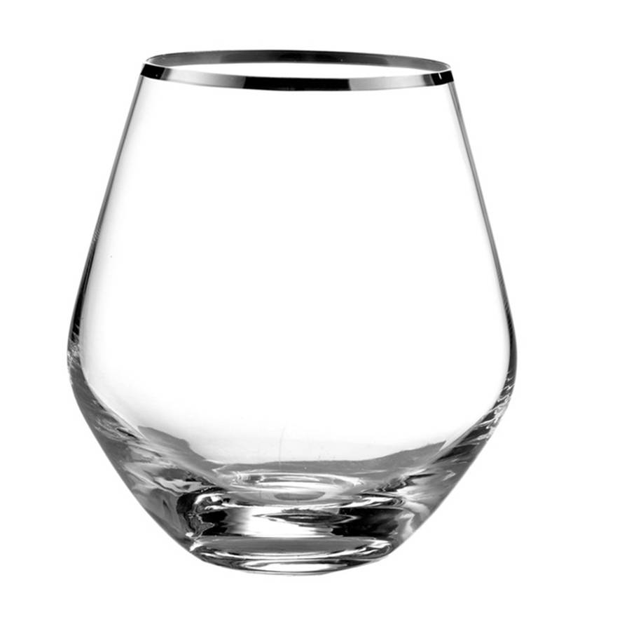 Michel (Silver Trim) Stemless Wine by Fitz & Floyd-1