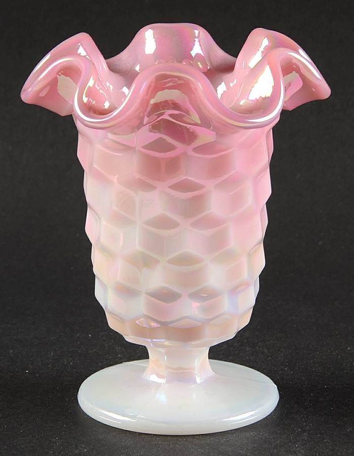 American Rosaline Iridized 4" Flower Vase by Fenton-1