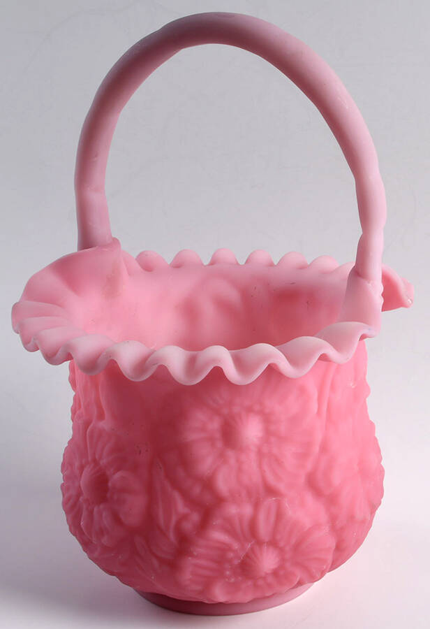 Poppy-Rose Satin #9138 Poppy 9" Basket by Fenton-1