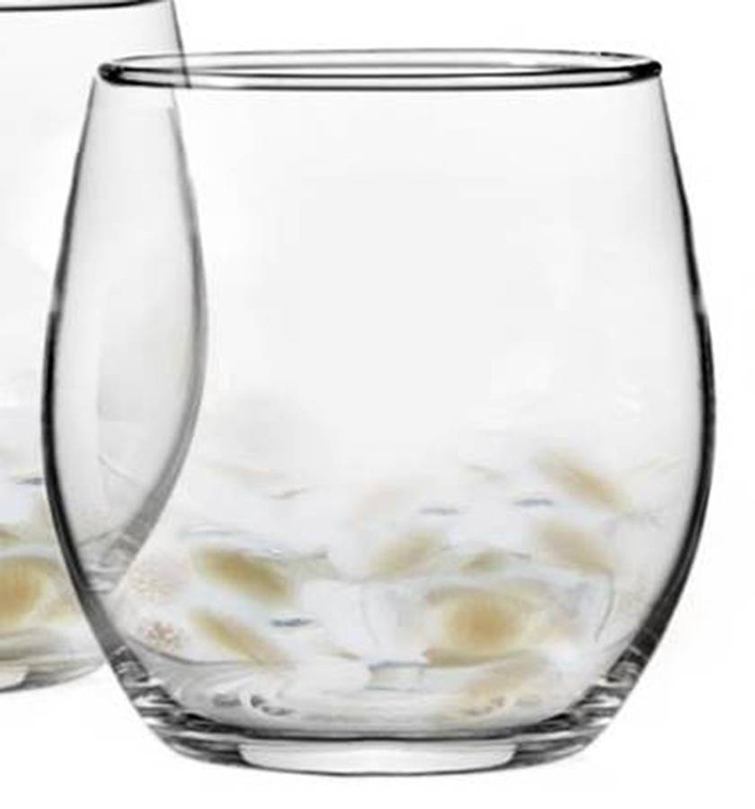Simone White and Gold Stemless Wine by Fitz & Floyd-1