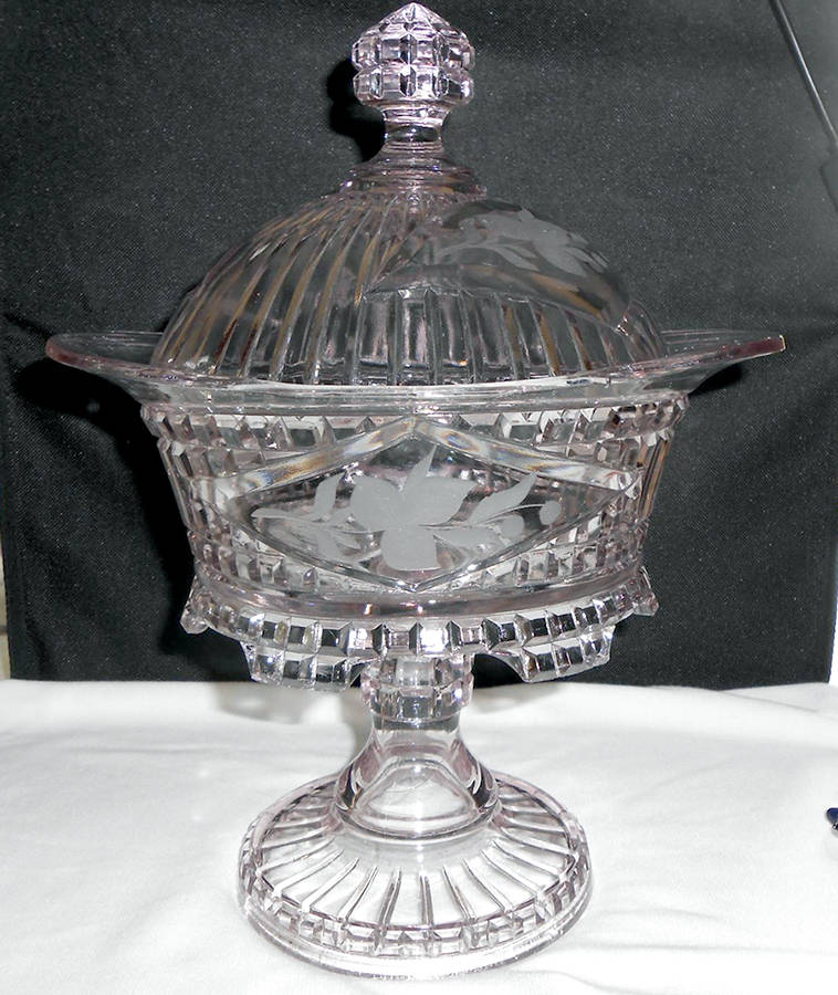 Diamond Mirror 12" Tall Compote & Lid by Fostoria-1