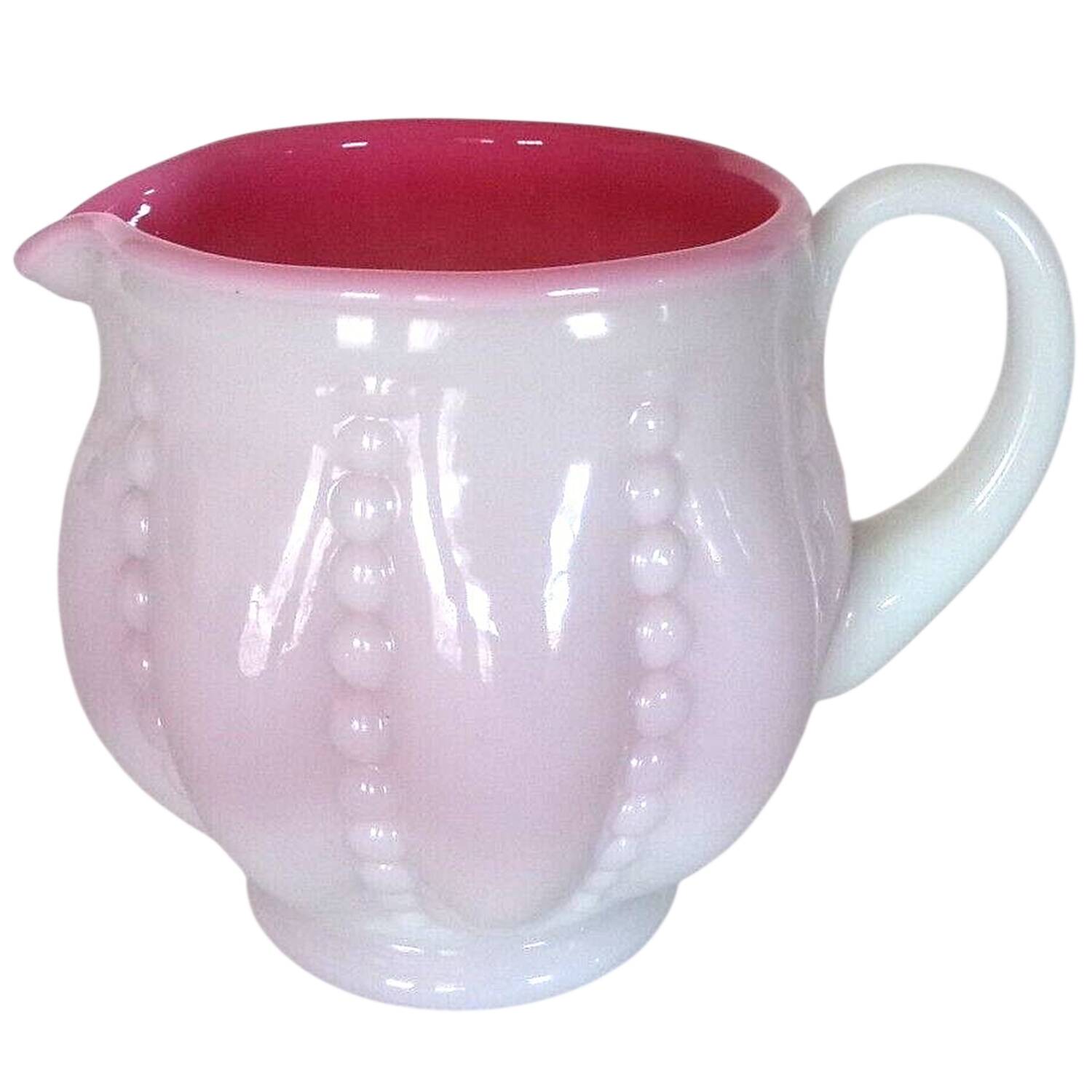 Peach Blow 4" Handed Beaded Jug by Fenton-1
