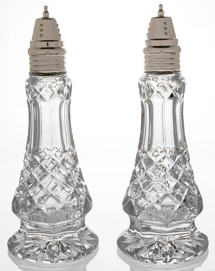 Ashford (Cut Base) Footed Shaker Set & Metal Lids by Galway-1