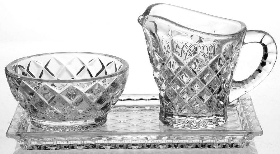 Ashford (Cut Base) Creamer, Sugar and Tray Set by Galway-1