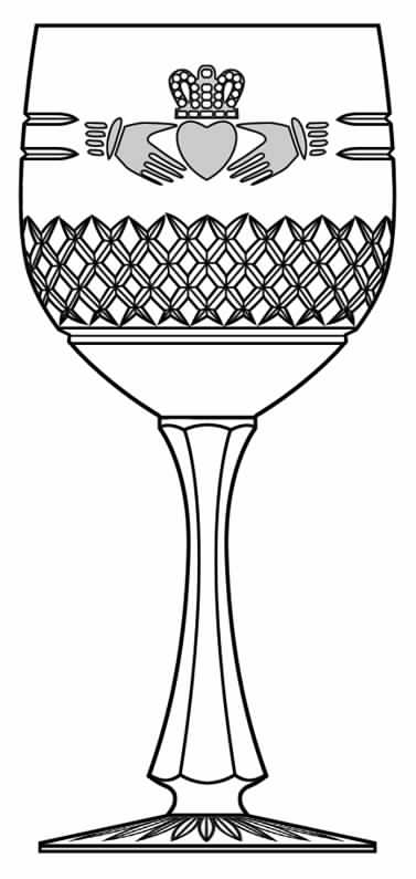 Claddagh Ring (Older, Etched Hands) Water Goblet by Galway-1