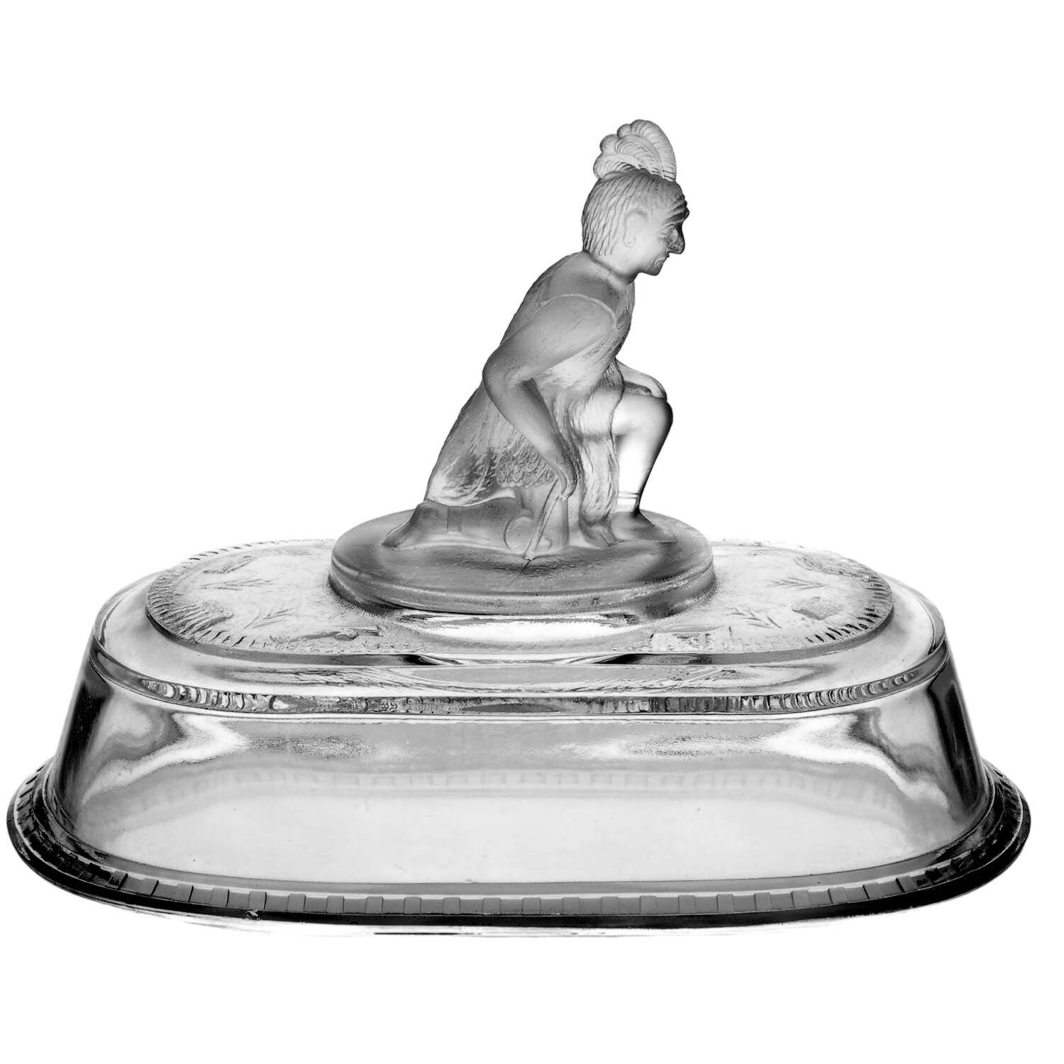Westward Ho Lid for 7" Length Oval Compote by Gillinder-1