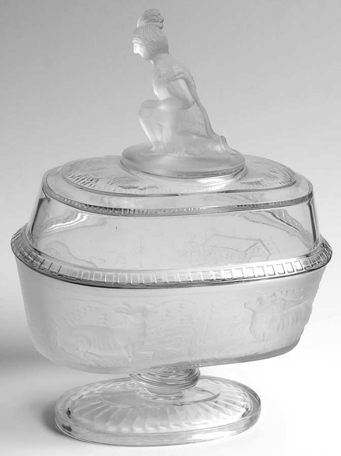 Westward Ho 8" Length Oval Covered Compote by Gillinder-1