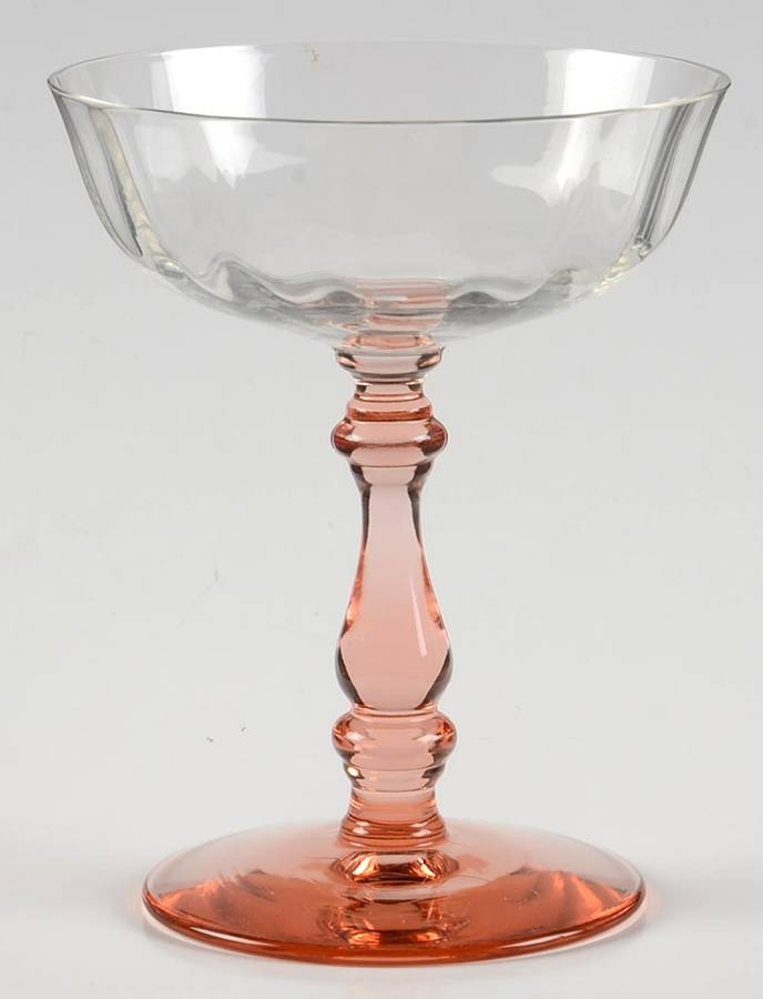 27P Pink (Pink Stem, Clear Bowl) Champagne/Tall Sherbet by Glastonbury - Lotus-1
