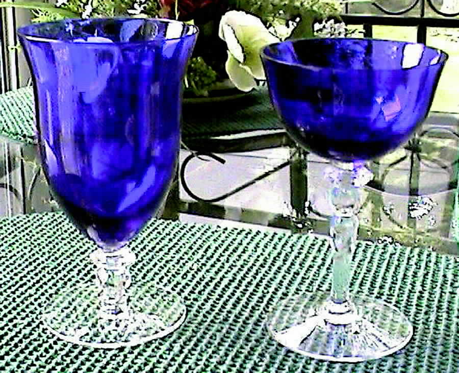 67 Cobalt Blue Champagne/Tall Sherbet by Glastonbury - Lotus-1