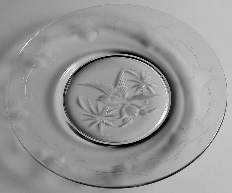 Bird of Paradise Clear (Stem 934) Luncheon Plate by Glastonbury - Lotus-1