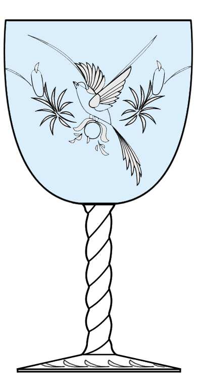 Bird of Paradise (Stem 2006, Blue bowl) Water Goblet by Glastonbury - Lotus-1