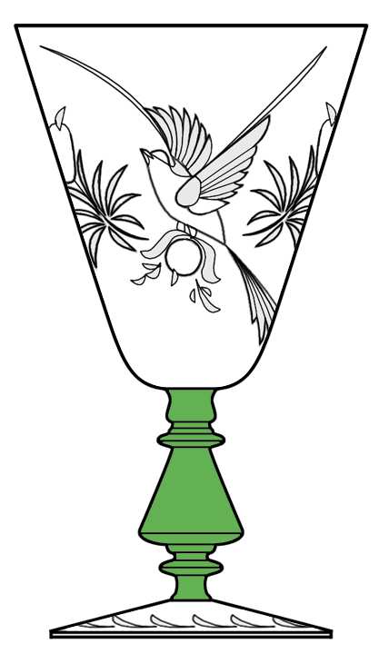 Bird of Paradise (Stem 896, Green Stem) Water Goblet by Glastonbury - Lotus-1
