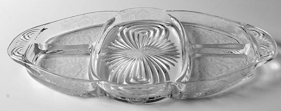 Bridal Bouquet (Stem #35) 13" Oval 5 Part Oval Relish by Glastonbury - Lotus-1