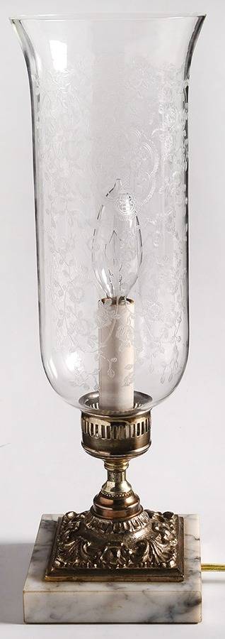 Bridal Bouquet (Stem #35) (2 Piece) Electric Hurricane Lamp by Glastonbury - Lotus-1