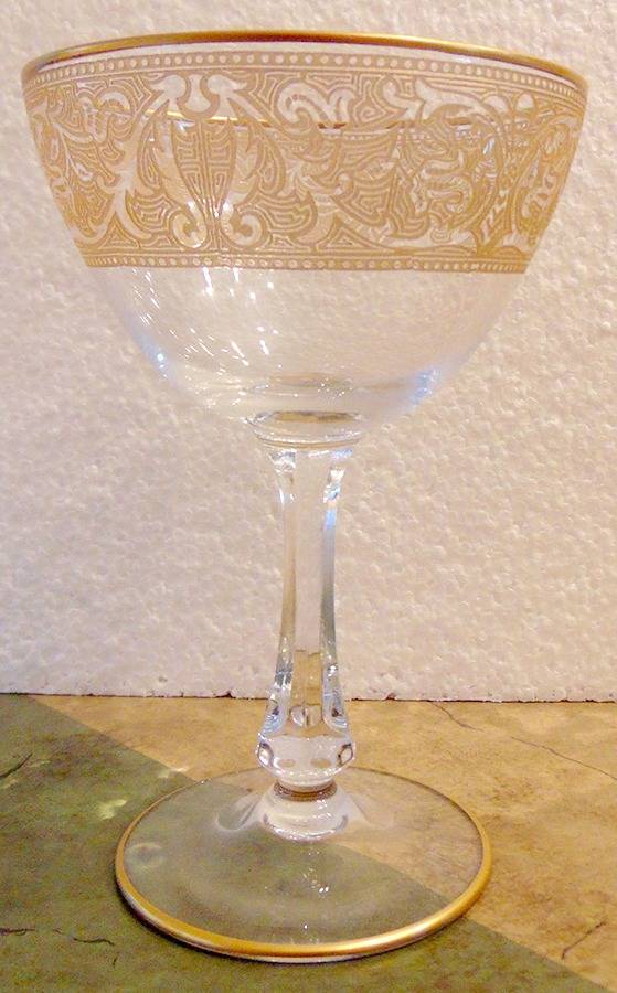Brocade Gold (Stem L31) Champagne/Tall Sherbet by Glastonbury - Lotus-1