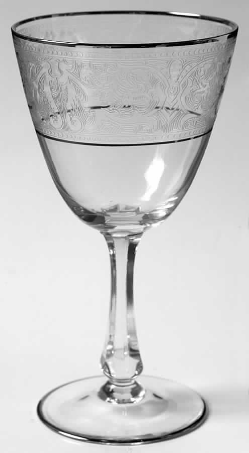 Brocade Silver (Stem L31) Water Goblet by Glastonbury - Lotus-1