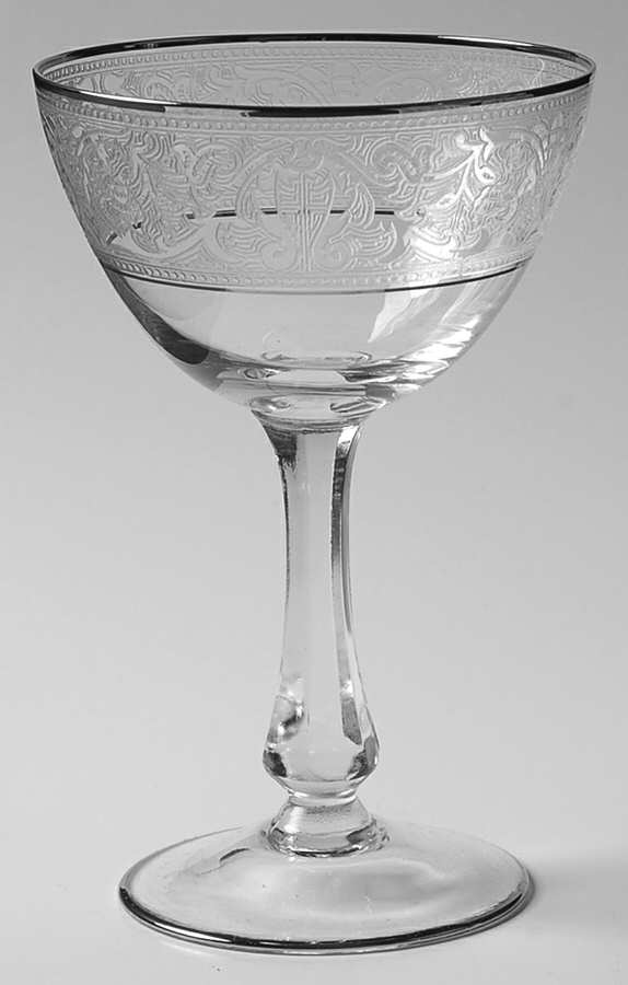 Brocade Silver (Stem L31) Champagne/Tall Sherbet by Glastonbury - Lotus-1