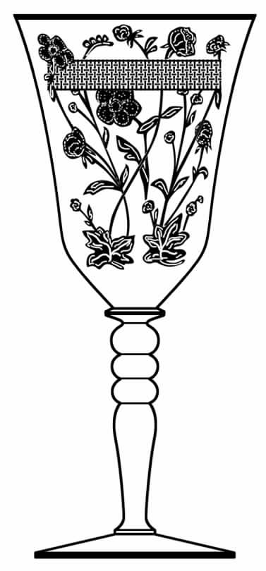 Buttercup (Gold Trim, Stem 86) Water Goblet by Glastonbury - Lotus-1