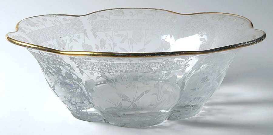 Buttercup (Gold Trim, Stem 86) 12" Flared Bowl by Glastonbury - Lotus-1