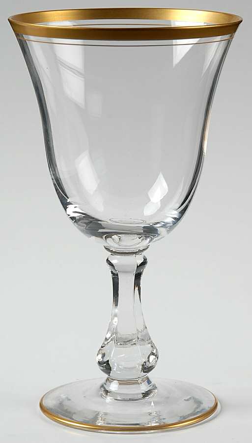 Colonial II (Stem 98, Gold Trim) Water Goblet by Glastonbury - Lotus-1
