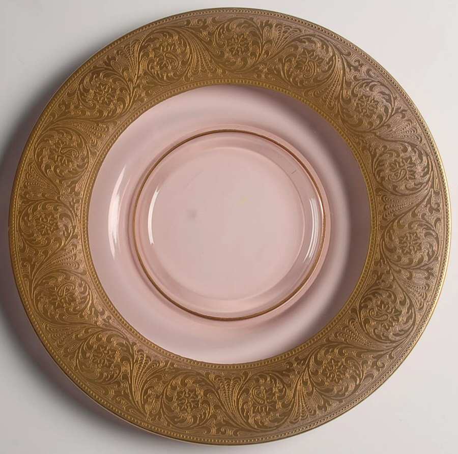 Decoration 889 Rose (Gold Encrusted) Cheese & Cracker Plate by Glastonbury - Lotus-1