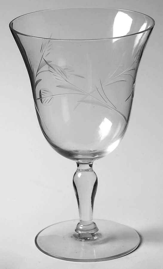 Flair Clear (Cut Leaf Design) Water Goblet by Glastonbury - Lotus-1