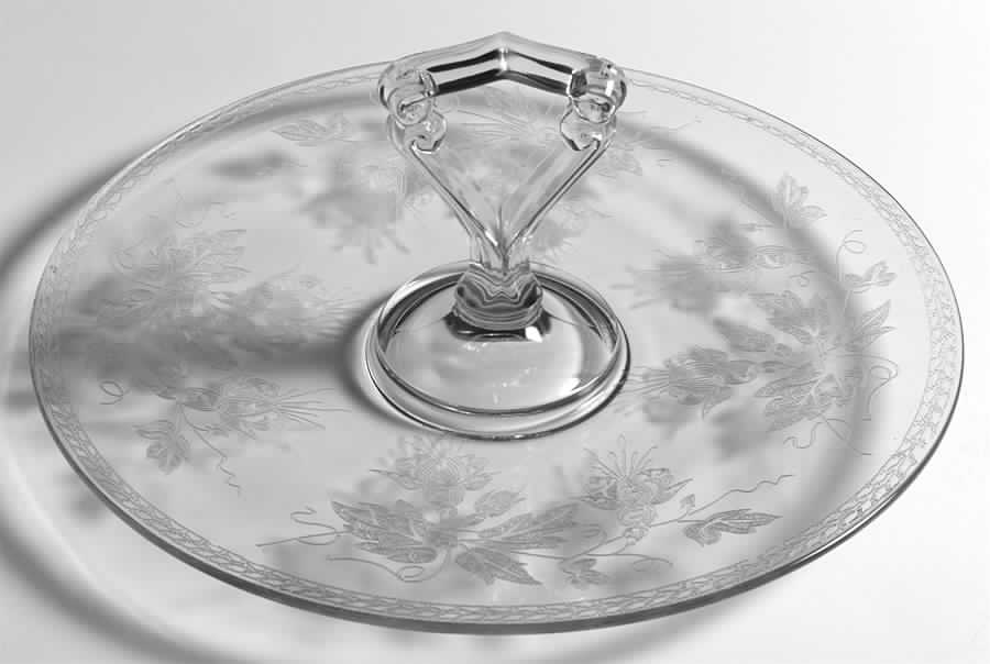 Fuchsia (Stem #76, Etch #0905) Center Handle Tray by Glastonbury - Lotus-1