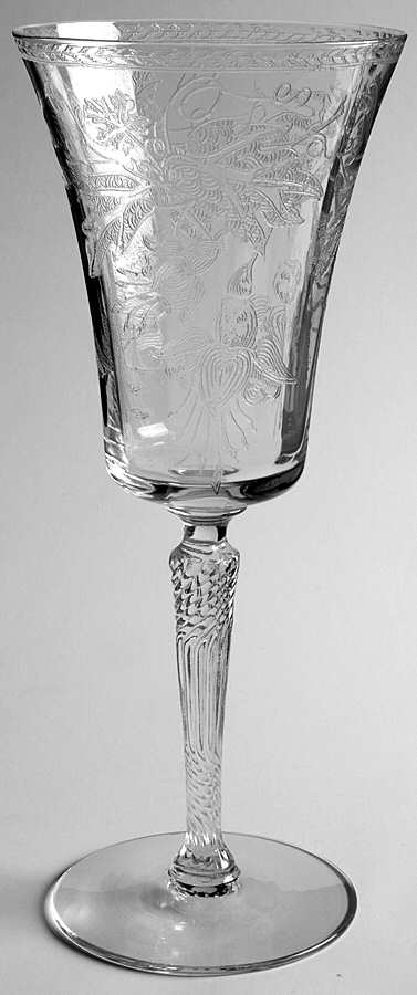 Fuchsia (Stem #76, Etch #0905) Water Goblet by Glastonbury - Lotus-1