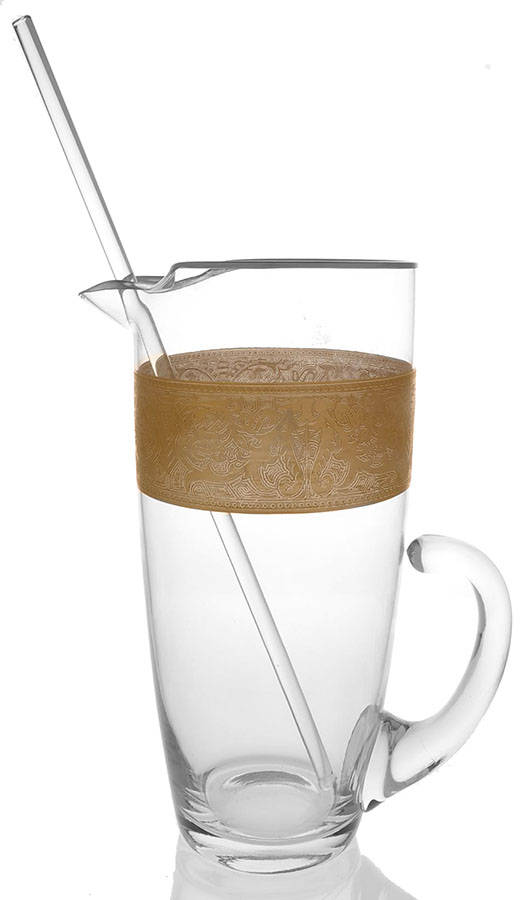 Georgian Gold Martini Pitcher with Stirrer by Glastonbury - Lotus-1