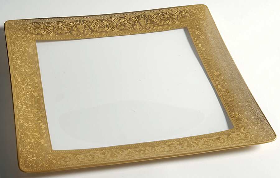 Georgian Gold 12" Square Plate by Glastonbury - Lotus-1