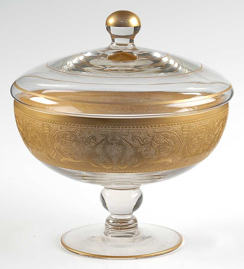 Georgian Gold Candy Dish & Lid by Glastonbury - Lotus-1